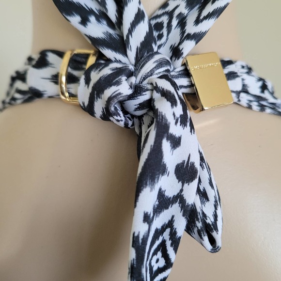 Victoria's Secret Black/White Printed Halter Padded Bikini Top Swimsuit Size M - Picture 8 of 10